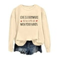 thumbnail image 4 of Women Crew Neck Pullover Zip up Hoodie Women Lightweight Women's Fashion Casual Solid Color Loose Long Sleeve Letter Print Round Neck Hoodie Xxl, 4 of 5