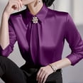 thumbnail image 6 of Stichou Women's 2026 Long Sleeve Satin Blouse,Mock Neck Work Silk Shirts,Dressy Tops for Business Casual Office Purple S, 6 of 6