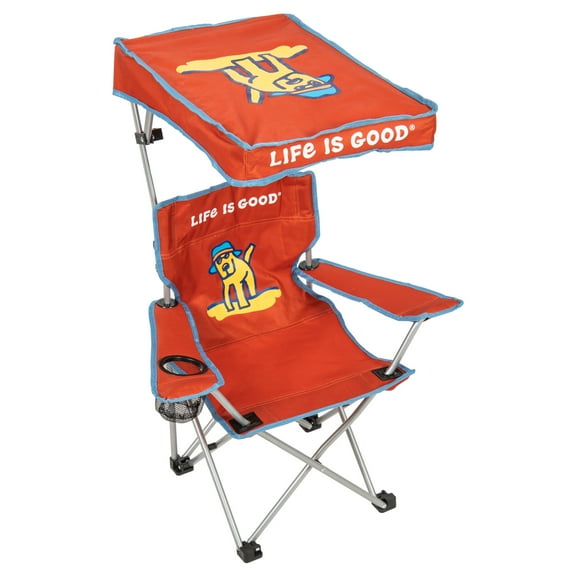 Life is Good 2 x 2 x 3 ft Orange Kids Quad Chair With Canopy