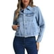 thumbnail image 4 of Chaqueta de mezclilla INSPIRE CHIC para mujer, casual, con cuello, de manga larga, abotonada S azul claro, 4 of 6