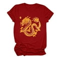 thumbnail image 4 of LYXSSBYX Tshirts Shirts for Women New Year Dragon Printed Short Sleeved Casual Loose Top Short Sleeved Round Neck Top/shirt, 4 of 6