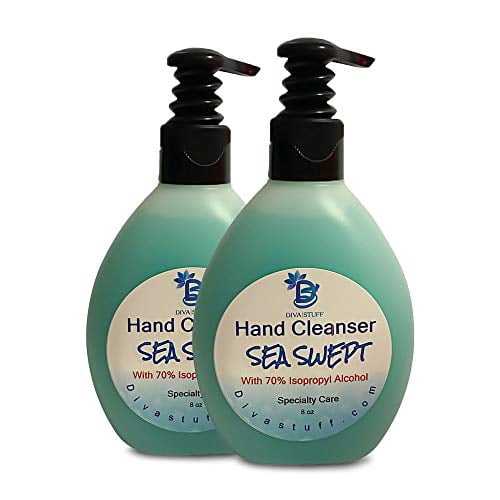Waterless Hand Cleanser in 8 oz Bottle, Made in USA (Sea Swept, 2 Count