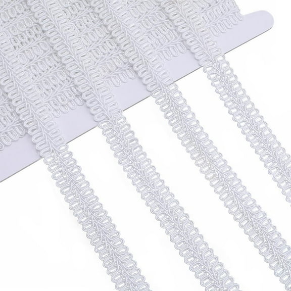 10 Yards Centipede Ribbon 3/4" Wide Lace Edge Applique Polyester Decorative Woven Gimp Trim Roll Edging Trimmings for Costume Jewelry Upholstery Sewing DIY Crafts Home Decor White