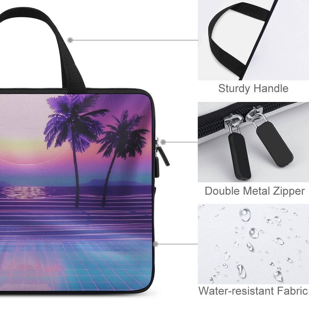 JRXY Palm Trees Neoprene Laptop Handle Bag Diving Fabric Tablet Cover Computer Protect Case 15inch
