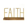 thumbnail image 1 of Stratton Home Decor S21035 Metal & Wood Faith Table Top - Gold & Natural, 1 of 4