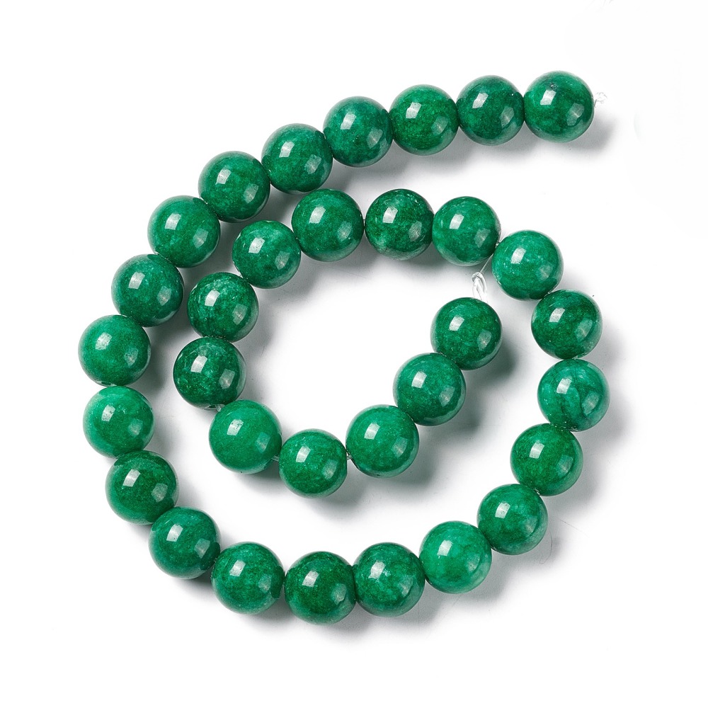 Natural White Jade Round Beads Strand Dyed Green 12mm Hole: 1.5mm 32pcs/strand 14.57''(37cm)