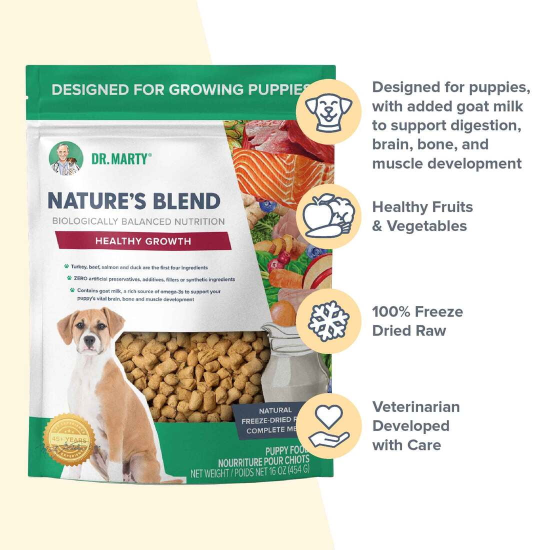 Dr. Marty Nature's Blend Healthy Growth Freeze Dried Raw Food for Puppies, 80-oz