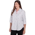 thumbnail image 3 of Alfred Dunner Womens Petite Woven Button Down Top With Stripes & Hearts, 3 of 4