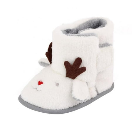

Infant Baby Boys Girls Christmas Boots Soft Sole Anti-Slip Warm Winter Snow Reindeer Boots Newborn Crib Shoes