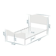 Yoneston Twin Metal Platform Bed Frame with Wood Headboard, White Finish Single Bed Frames Mattress Foundation for Kids Teens Boys & Girls, No Box Spring Needed