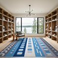 thumbnail image 2 of ODIKA 9'x12' Blue Gray Geometric Stripes Design Washable Area Rug Modern Handwoven Pattern with Circles Non-Slip, Chair-Friendly for Dining Room, Basement, Large Office, 2 of 7