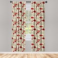 thumbnail image 3 of Ambesonne Poppy Flower Curtains, Sketch Leaves Rural, Pair of 28"x84", Scarlet Fern Green Beige, 3 of 5
