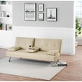 thumbnail image 2 of Modern Faux Leather Convertible Sleeper Sofa Bed, Folding Loveseat Futon Couch with Cup Holders for Living Room Bedroom, 2 of 15