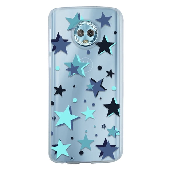 Funda para Moto G6 Plus Estrellas Azules Uso Rudo, InstaCase Protector para Moto G6 Plus Antigolpes, Case Estrellas Azules