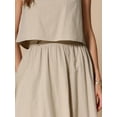 thumbnail image 5 of DARING DIVA Women's 2 Pieces Outfits Crop Top Midi Skirts Set M Khaki, 5 of 6