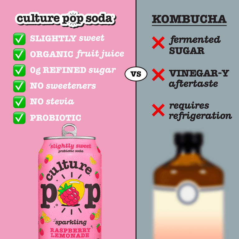 Culture Pop Soda Raspberry Lemonade, Probiotic Soda, 12 fl oz