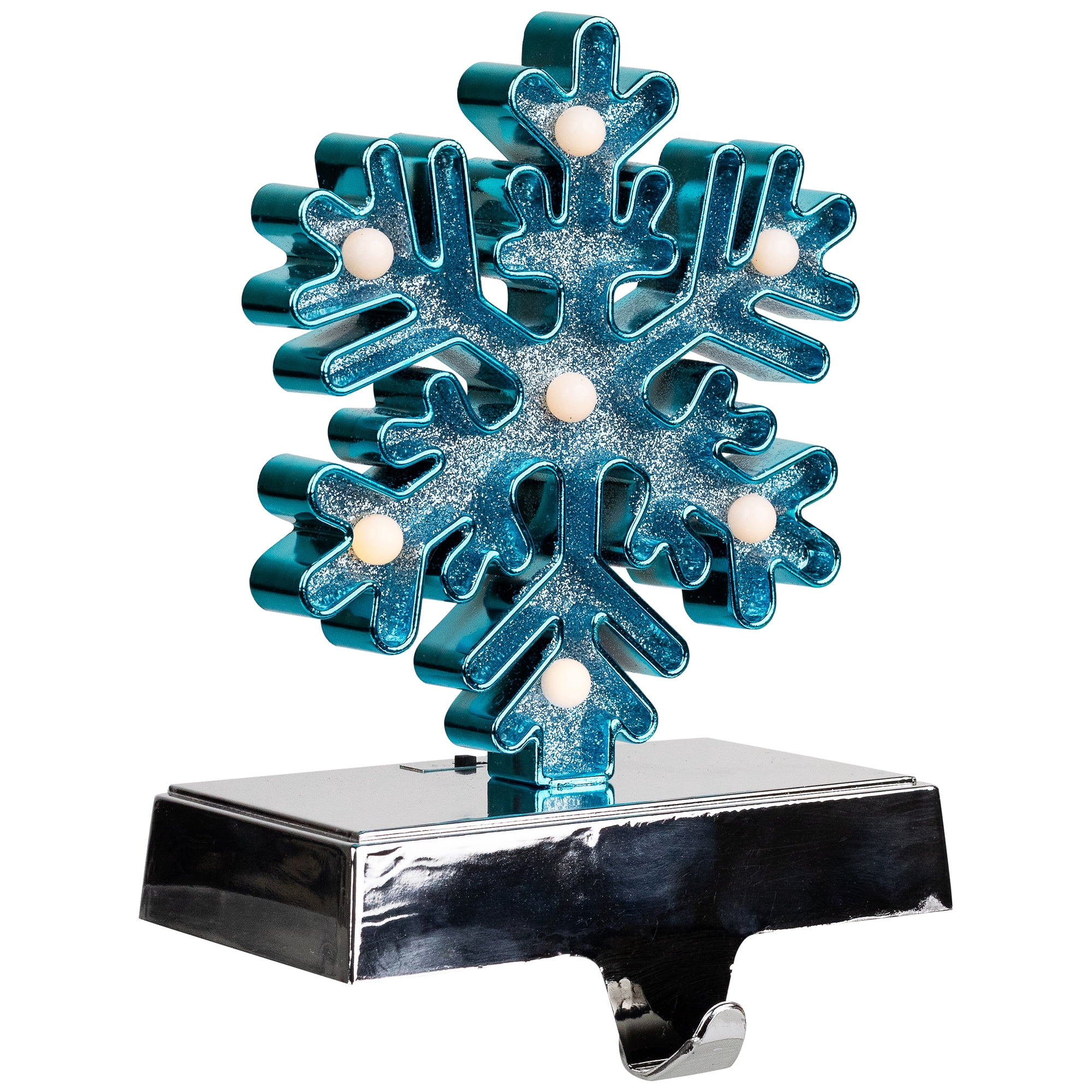 Northlight LED Lighted Glittered Snowflake Christmas Stocking Holder - 6.5" - Blue