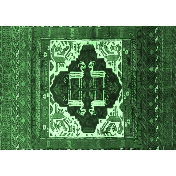 Ahgly Company Indoor Rectangle Persian Emerald Green Traditional Area Rugs, 8' x 10'