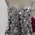 thumbnail image 5 of Yvsxxv Silver Fish Scale Sequin Tank Top V Neck Cami Vest 1Pc, 5 of 7