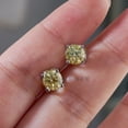 thumbnail image 2 of 1Ctx2 Lemon Yellow Moissanite Earring With Gra Certificate Cow Head Moissanite Earring Overtest Drill S925 Silver, 2 of 5