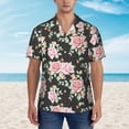 thumbnail image 2 of Bingfone Men's Short Sleeve Button Down Shirts Hawaiian Rose Flowers Printed Beach Shirt, 2 of 7