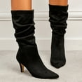thumbnail image 4 of UngA Wide Calf Boots Women's Leather Knee High Boots with Kitten Heel, Wide Calf Available Black,9, 4 of 7