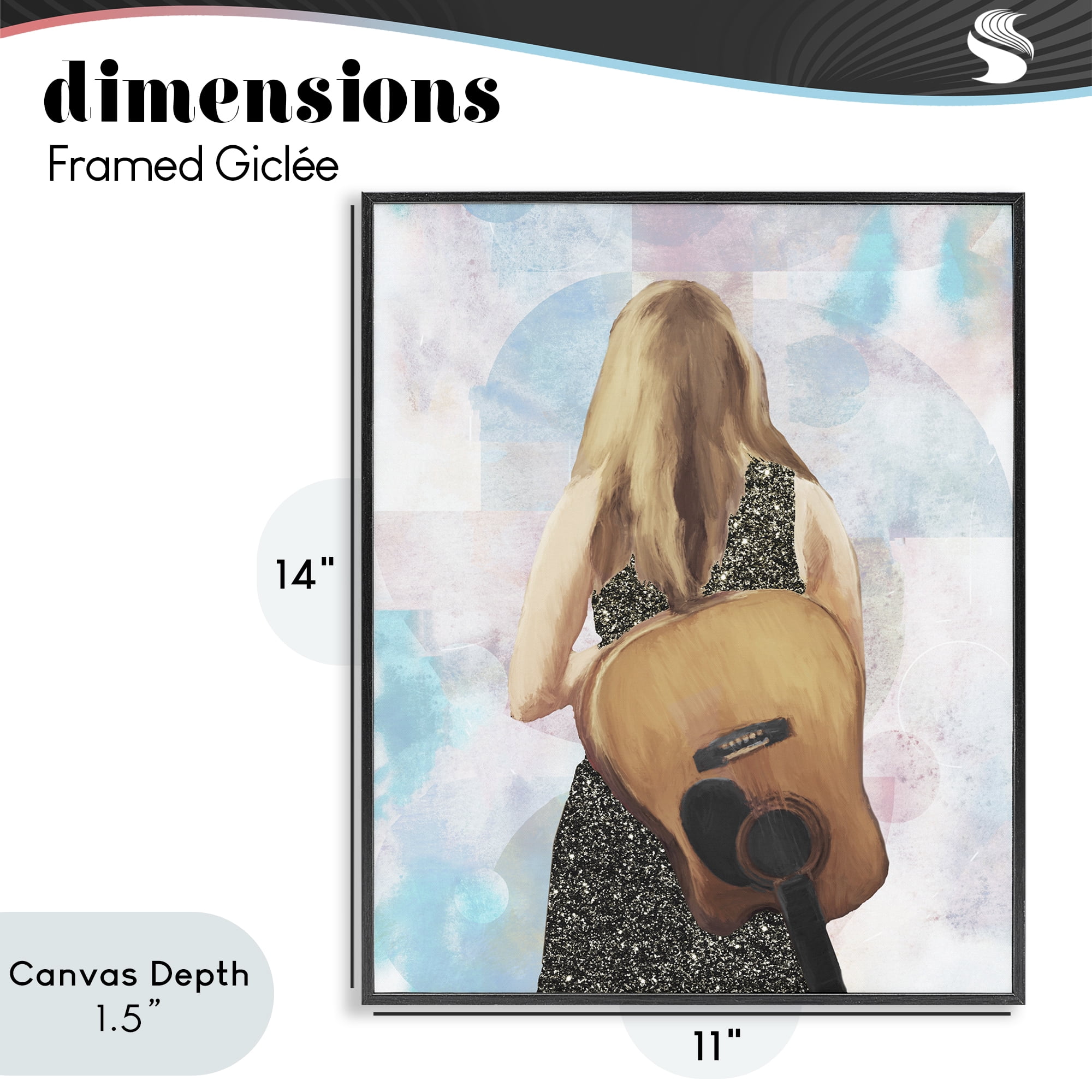 Stupell Industries Dreaming With My Guitar Black Framed Giclee Art, design by Dan Meneely
