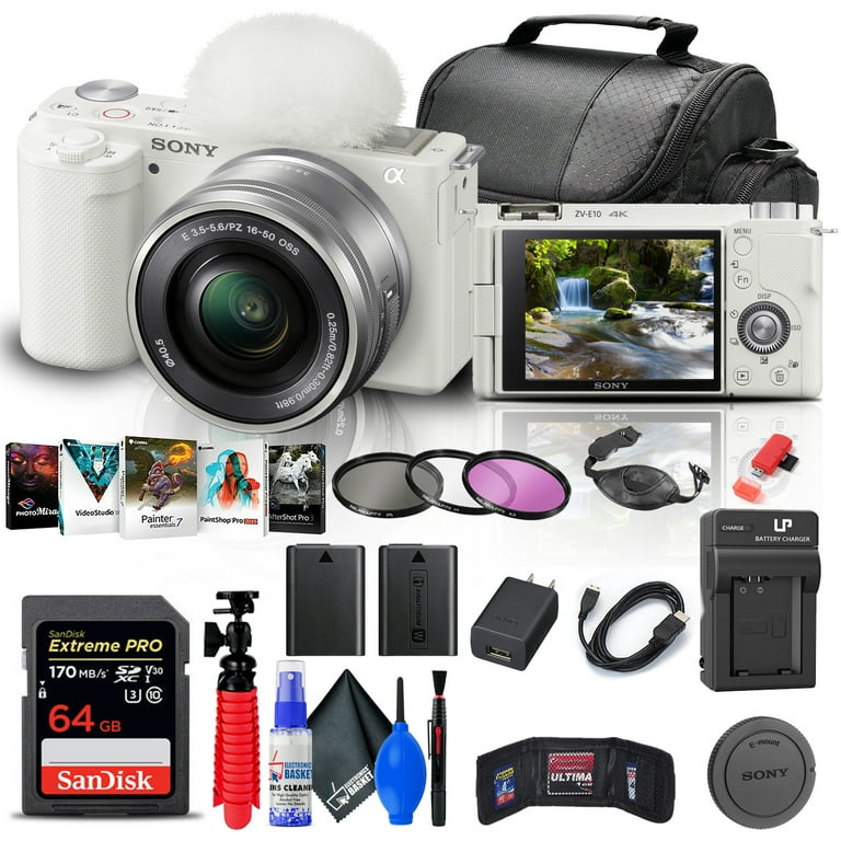 Sony ZV-E10 Mirrorless Camera W/ 16-50mm Lens + 64GB Memory Card + Filter +  More