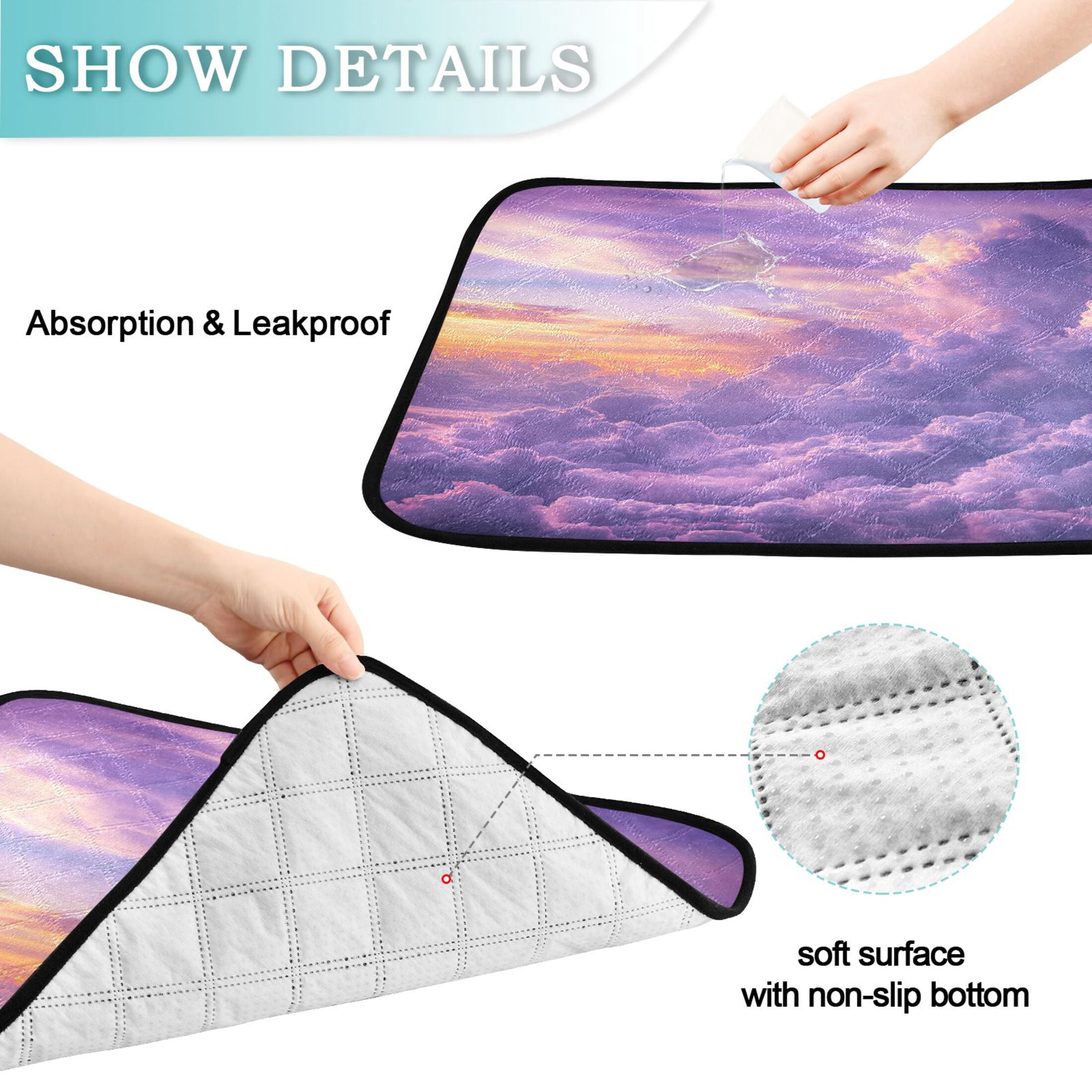 Washable Pet Pee Pads with Super Absorbent Reusable Training Pads for Dogs & Cats Fluffy Clouds