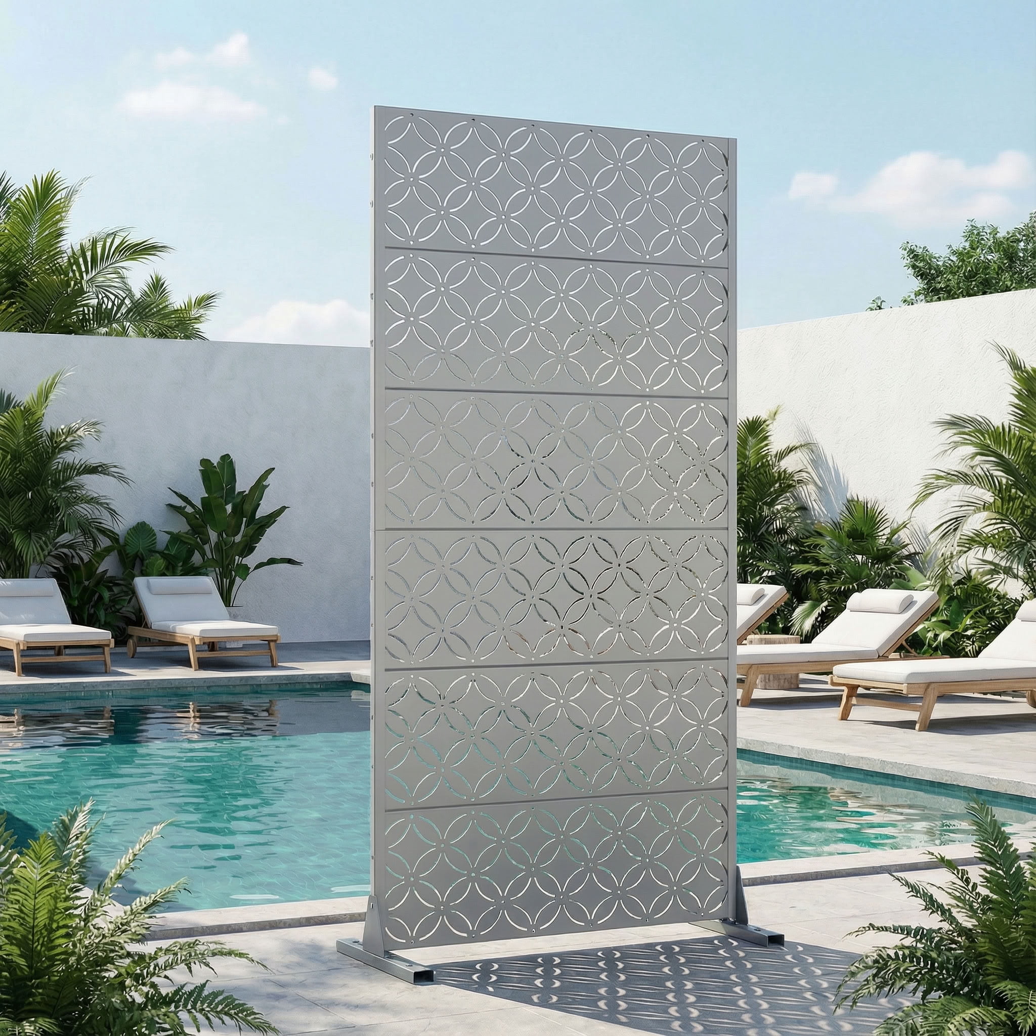 MAYEERTY 72*35in Outdoor Privacy Screen, Outdoor Screen Divider Metal Panel, Privacy Fence for Patio, Balcony, Backyard, Garden