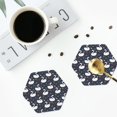 thumbnail image 4 of Yiaed Swan And Flowers1 Print Leather Coasters for Drinks - Cup Coasters Coffee Table Kitchen Table Bar, Home & Office Gifts Handmade Drink Coasters-Hexagon, 4 of 6