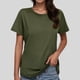 thumbnail image 3 of Camiseta lisa de cuello redondo y manga corta para mujer, tallas grandes - Tejido elástico y transpirable, ideal para combinar con vaqueros o chaquetas - Tallas S-XXXL, 3 of 7