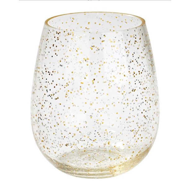 Merritt Melamine Stemless Wine Drinkware Festive Glitter 19 oz