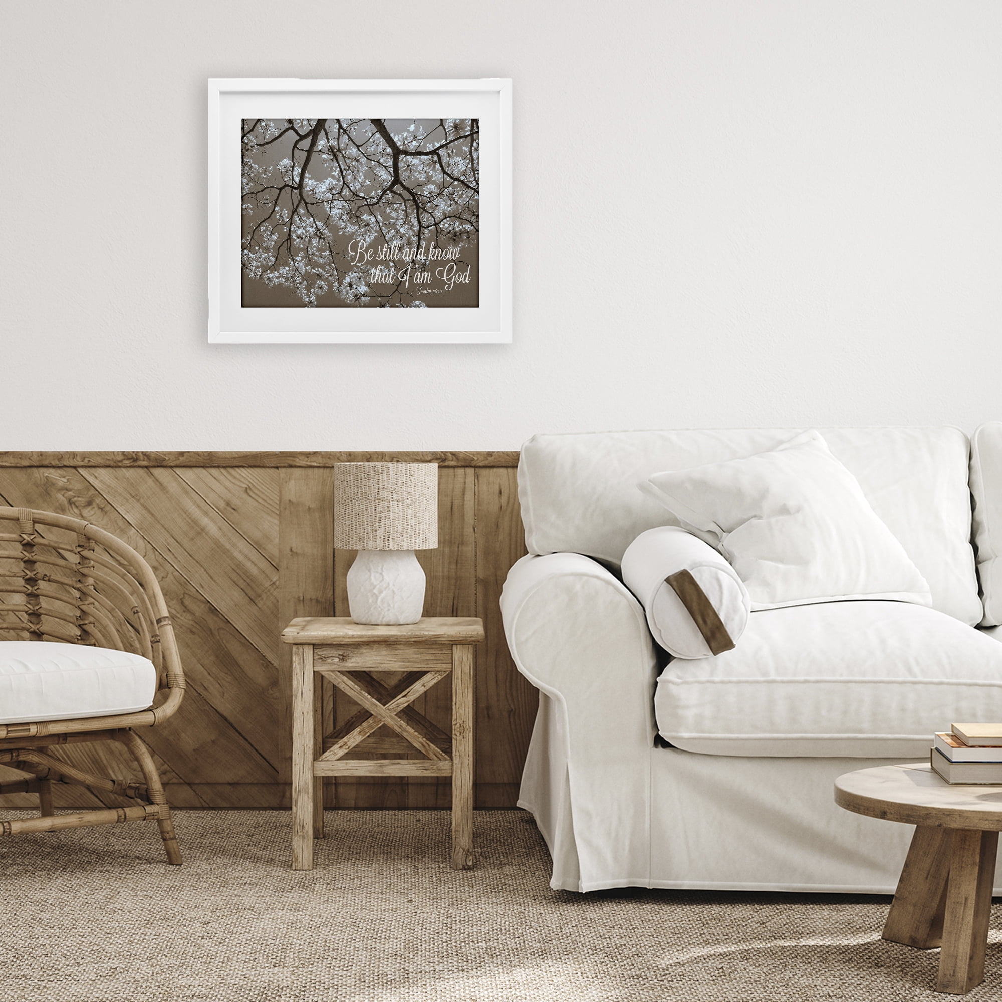 Stupell Industries Be Still Apple Blossoms White Framed Print Under Glass, design by Gail Peck