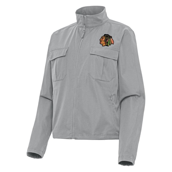 Women's Antigua  Gray Chicago Blackhawks Even Par Full-Zip Jacket