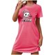 thumbnail image 1 of Camisón corto de talla grande para mujer, camisón de manga corta con estampado de pecho a la moda, camisón para mujer, 1 of 3