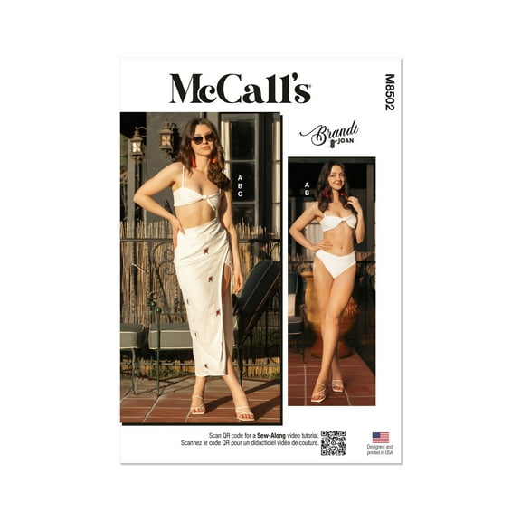 McCall's Sewing Pattern 8502 - Misses' Bikini and Skirt by Brandi Joan, Size: R5 (14-16-18-20-22)