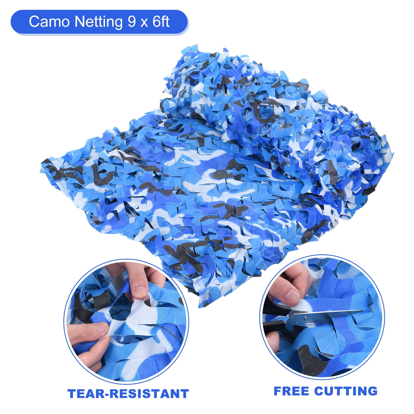 Uxcell Camo Netting, Camouflage Net, 9 x 9ft Quiet Hunting Blinds for Sunshade Camping Shooting Hunting Ocean Camo