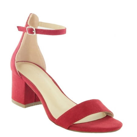 

LARINA-29 Open Toe Ankle Strap Low Chunky Block Heel Sandals