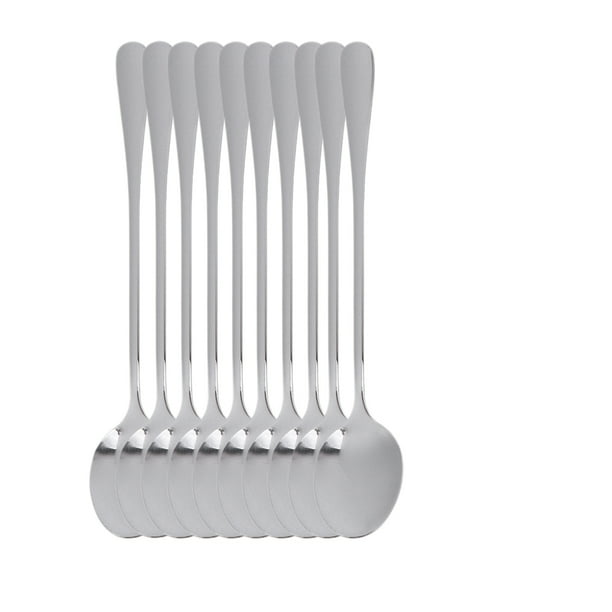Cucharas de acero inoxidable, cubiertos creativos con mango largo, cuchara para agitar café, postre, café, leche en polvo, hielo, 10 Uds.