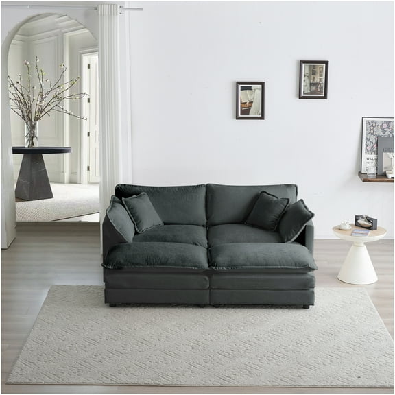 JERFIT Modern 4-Piece Modular Sectional Sofa Set with Ottomans, Gray Chenille Fabric for Living Room