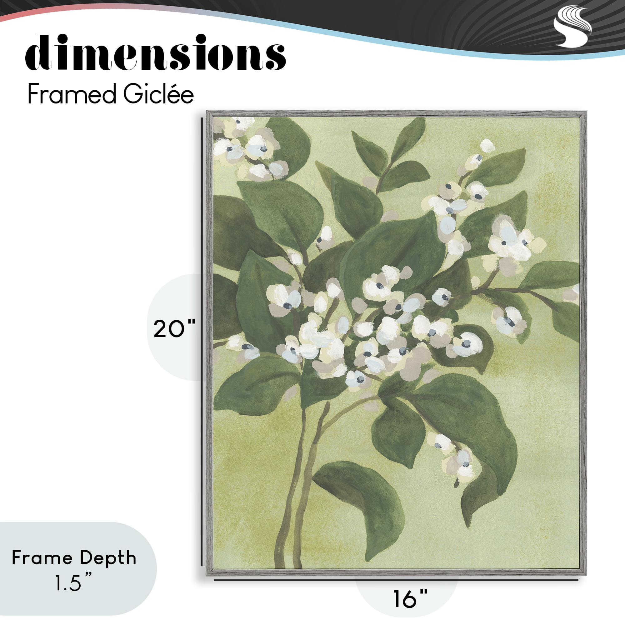 Stupell Industries Verdant Branch Blossoms Gray Framed Giclee Art, design by June Erica Vess