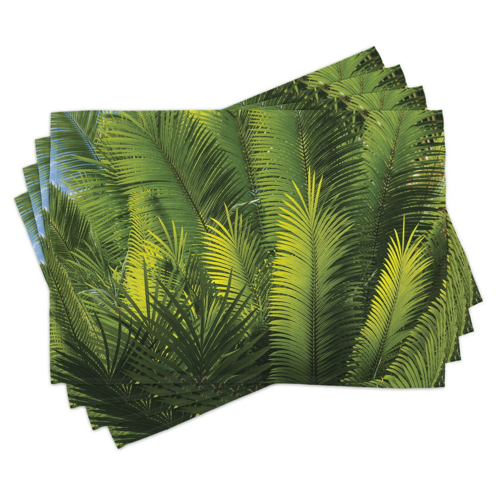 Palm Tree Placemats Set of 4 Plam Tree Foliage Tropical Plants Leaves ...