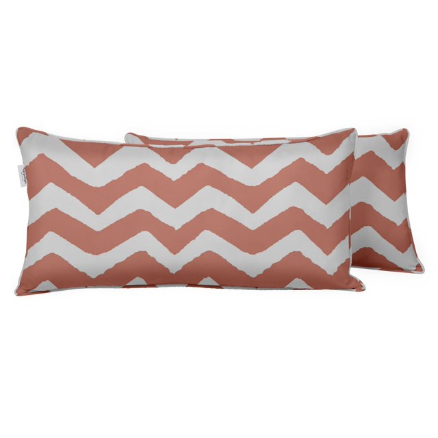VargottamIndoor/OutdoorPolyester FabricLumbarPillowCover,All-Weather Waterproof Rectangular Cushion Case for Patio Furniture,12" x 18"Set of 2 -Chevron-77