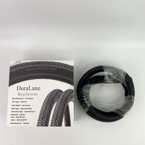 DuraLane Bicycle tires, DuraLane Mountain Bike Tires Set: 26-inch Folding Replacement High-Performance Wear-Resistant Bicycle Tires and Pair Inner Tubes with Tire Levers