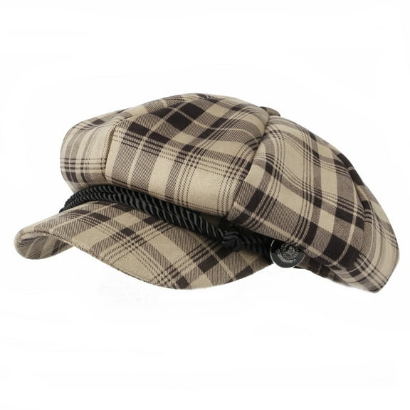 WITHMOONS Tartan Plaid Check Beret Newsboy Hat Soft Fabric SLG1122 (Beige)