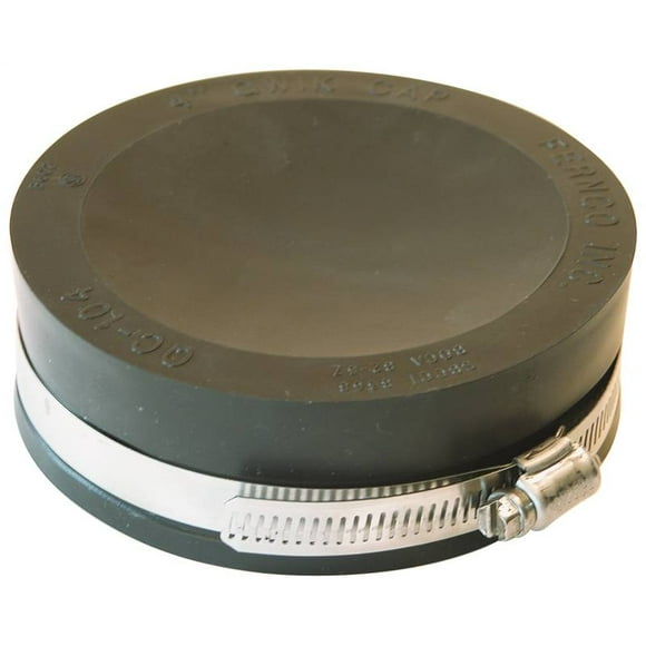 Fernco PlumQuick DWV Flexible Pipe Cap, 4 in, 4.3 psi, 4-33/64 in Dia, PVC