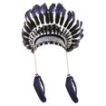 thumbnail image 4 of Tocado de plumas para hombres y mujeres, sombrero de jefe para espectáculos, juegos de rol, fiestas y presentaciones. Azul, 4 of 8