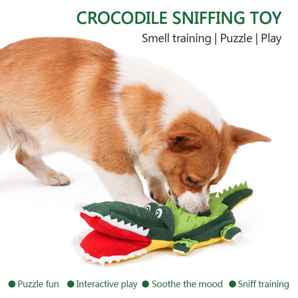 Dog Snuffle Mat Plush Toy Squeak Alligator for Dogs Interactive Stuffed Pet Chew Toy Reducing Boredom Preventing Obesity