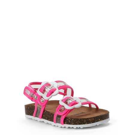 Wonder Nation Flower Footbed Slide Sandal (Toddler Girls)